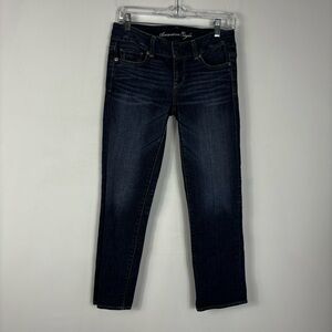 American Eagle Artist Crop Jeans Womens 4 Y2K Low Rise Dark Wash Classic